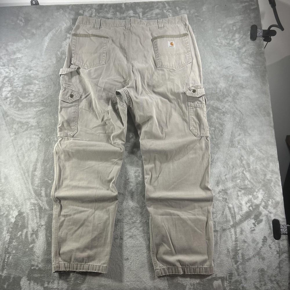 Carhartt Cargo Pants Mens 36x30 Beige Canvas Relaxed Tapered Workwear Utility